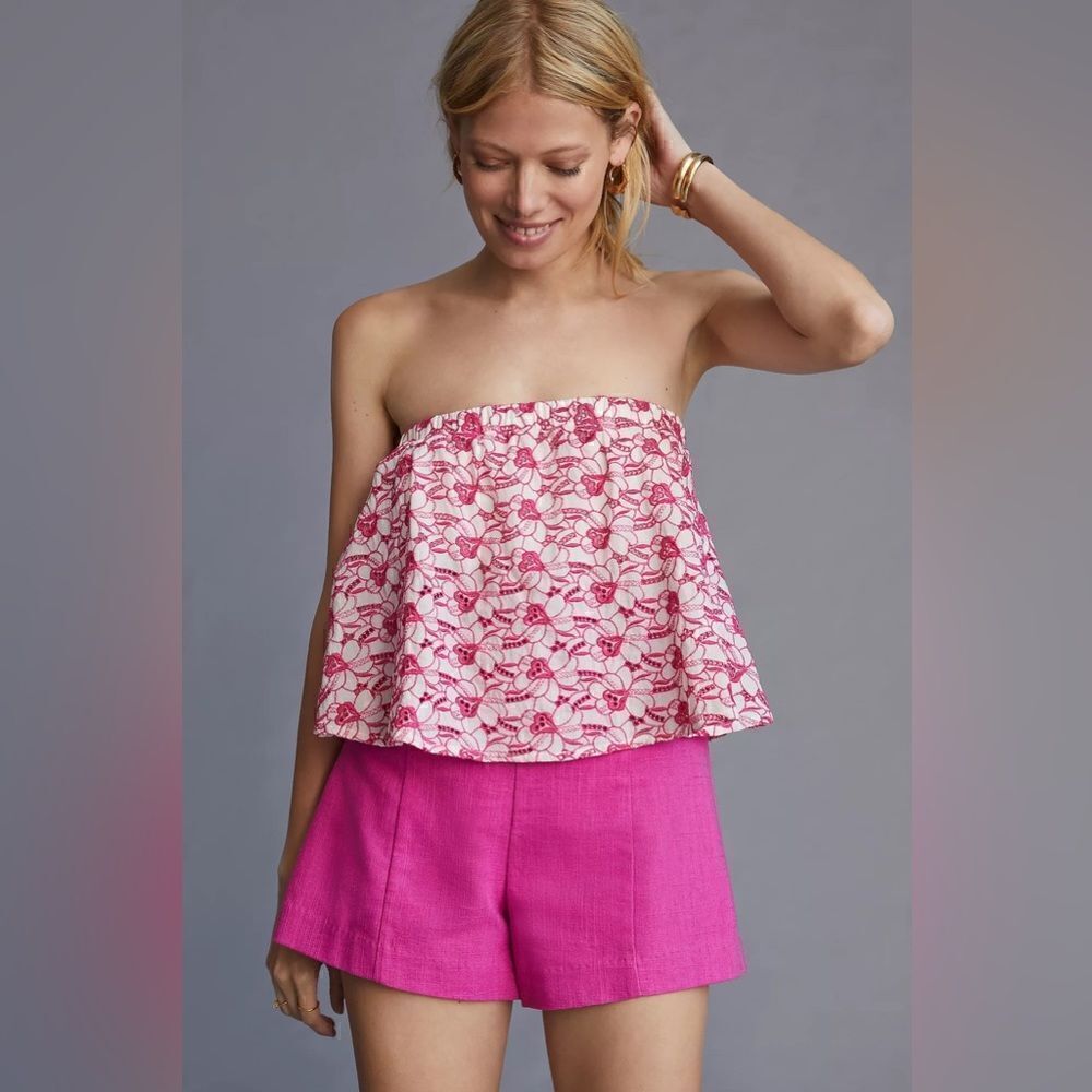 Anthropologie Porridge Strapless Eyelet Top Size Large